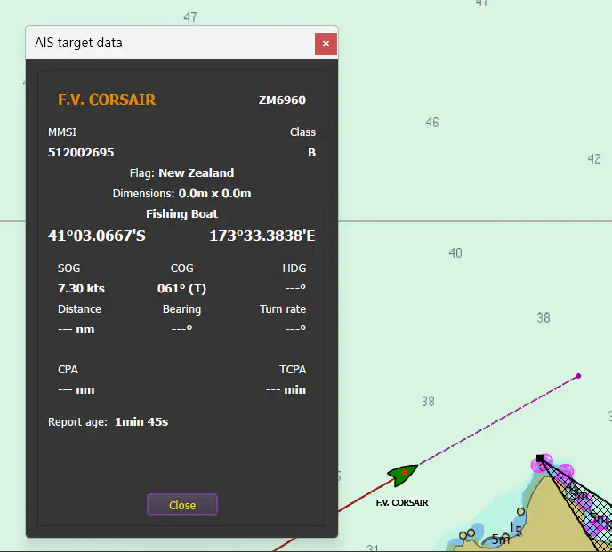 AIS Class B details display