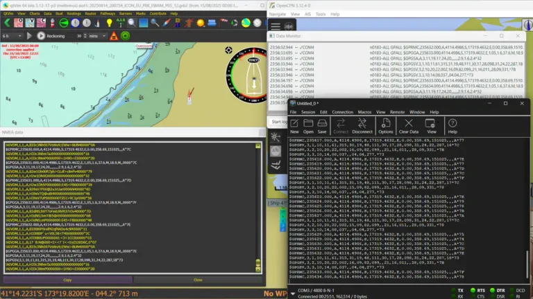 apps for boat networking QTVLM OpenCPN Coolterm